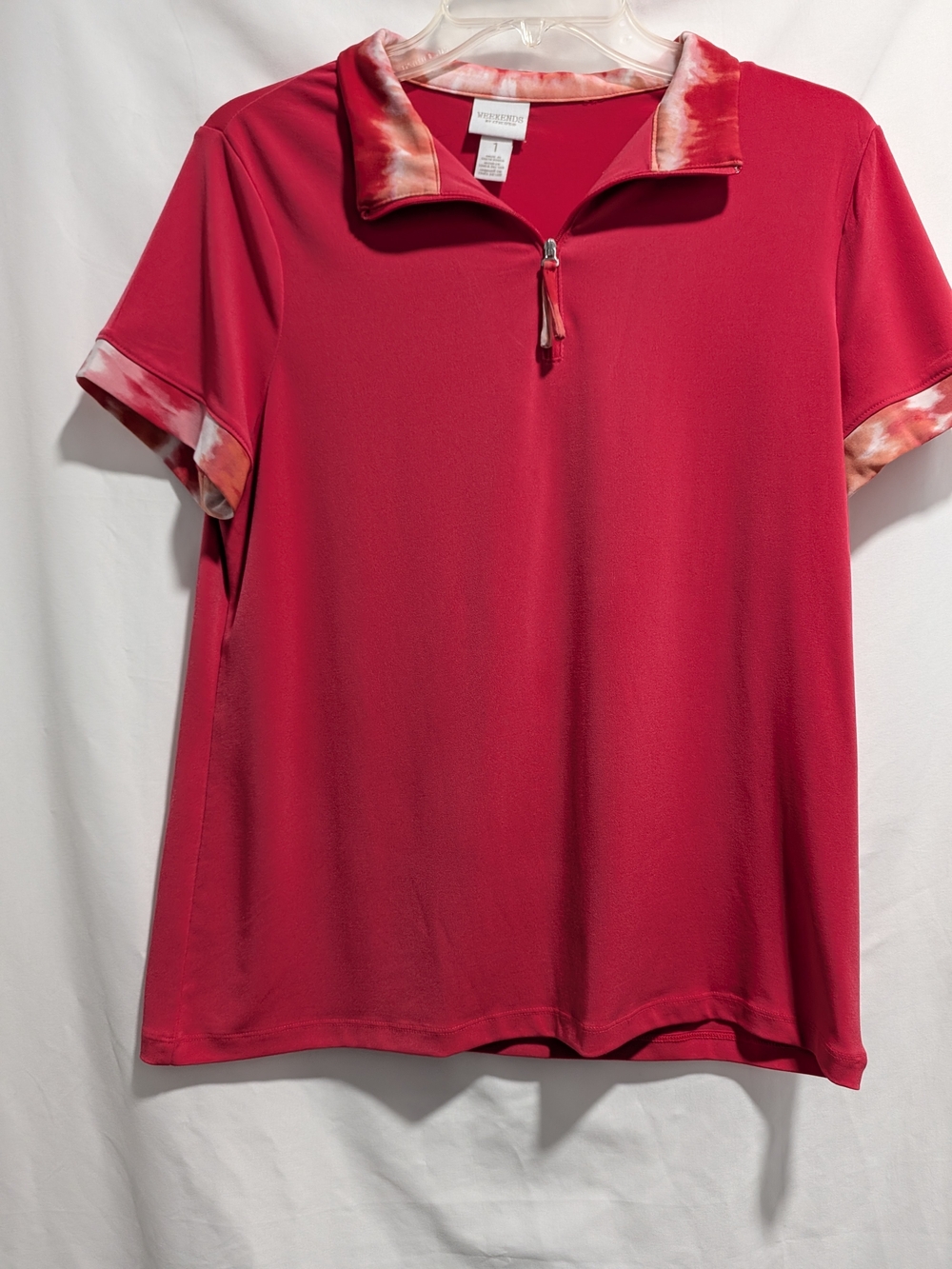 Chico's Short-Sleeve Zip Polo with Tie-Dye Trim